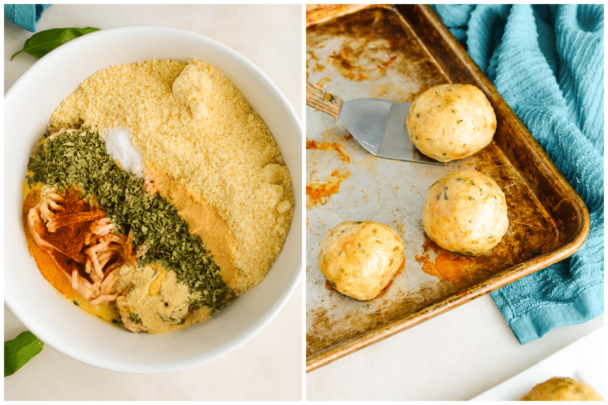 How to Make Chicken Meatballs collage image.