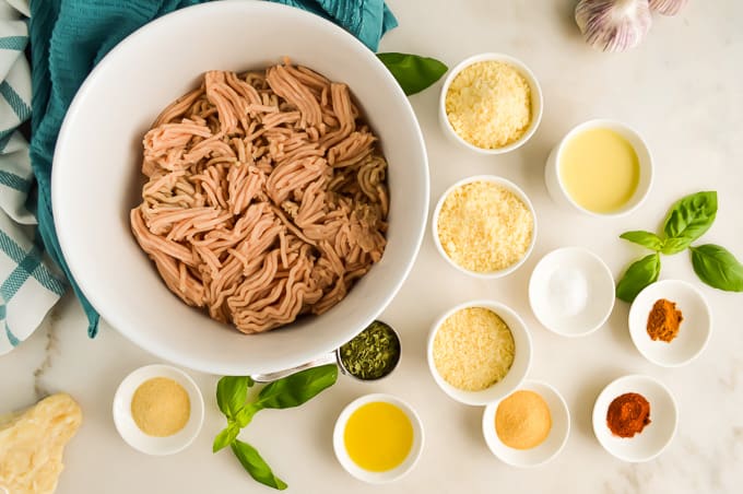 Image of ingredients to make Keto Chicken Meatballs.