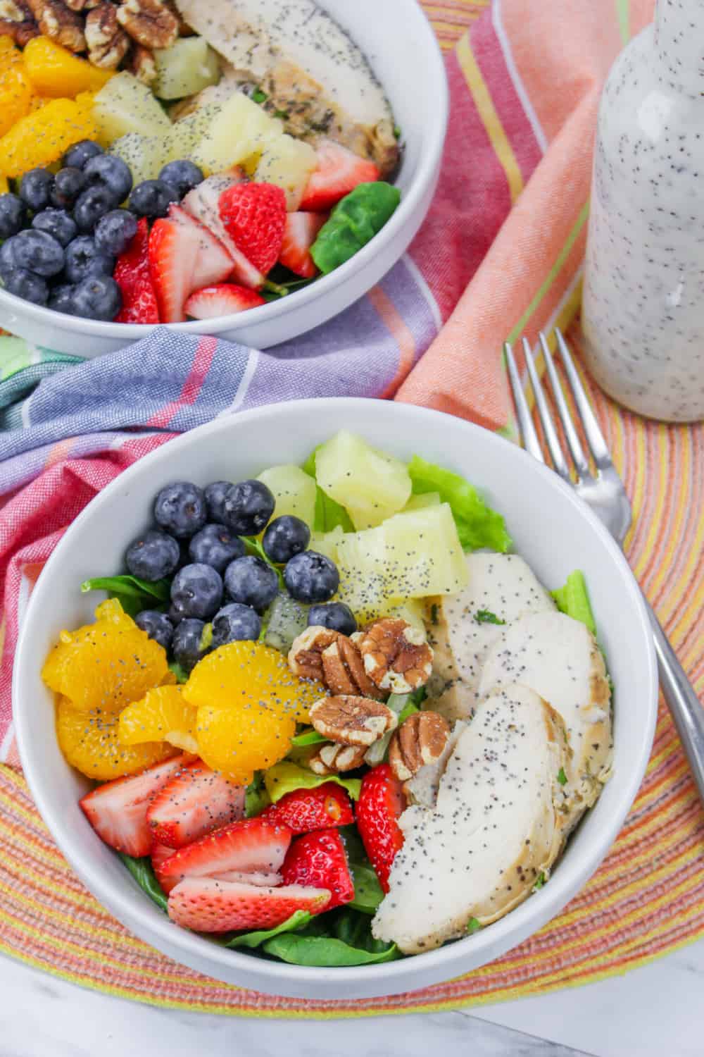 Bowls of Panera Copycat Strawberry Poppyseed Salads.