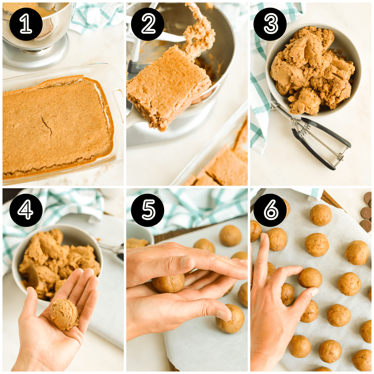 Collage image showing how to make cake balls.