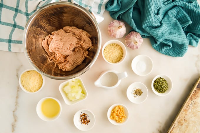 Ingredients to make Italian Chicken Meatballs.