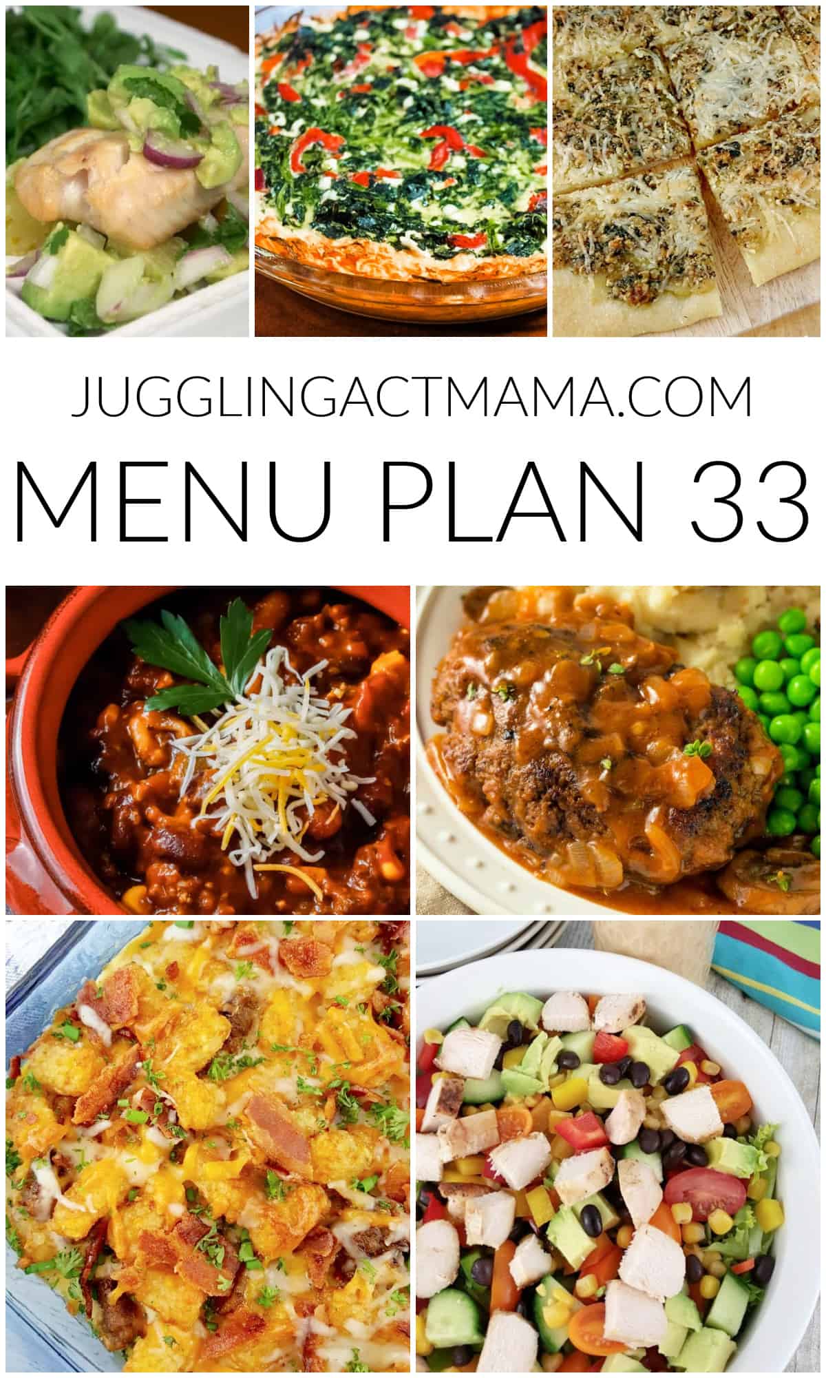 Weekly Menu Plan 33 collage image with text overlay.