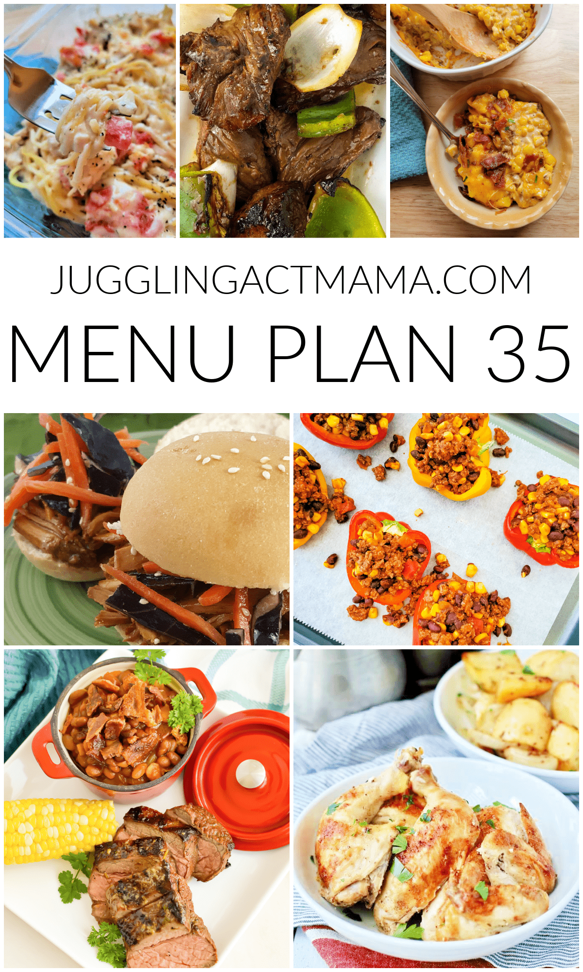 Collage with text overlay for weekly meal plan 35.