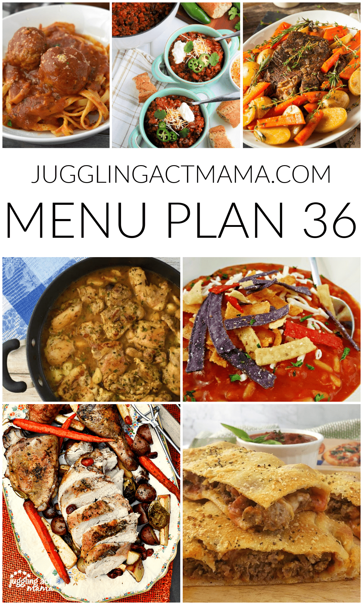 Collage with text overlay for menu plan 36.