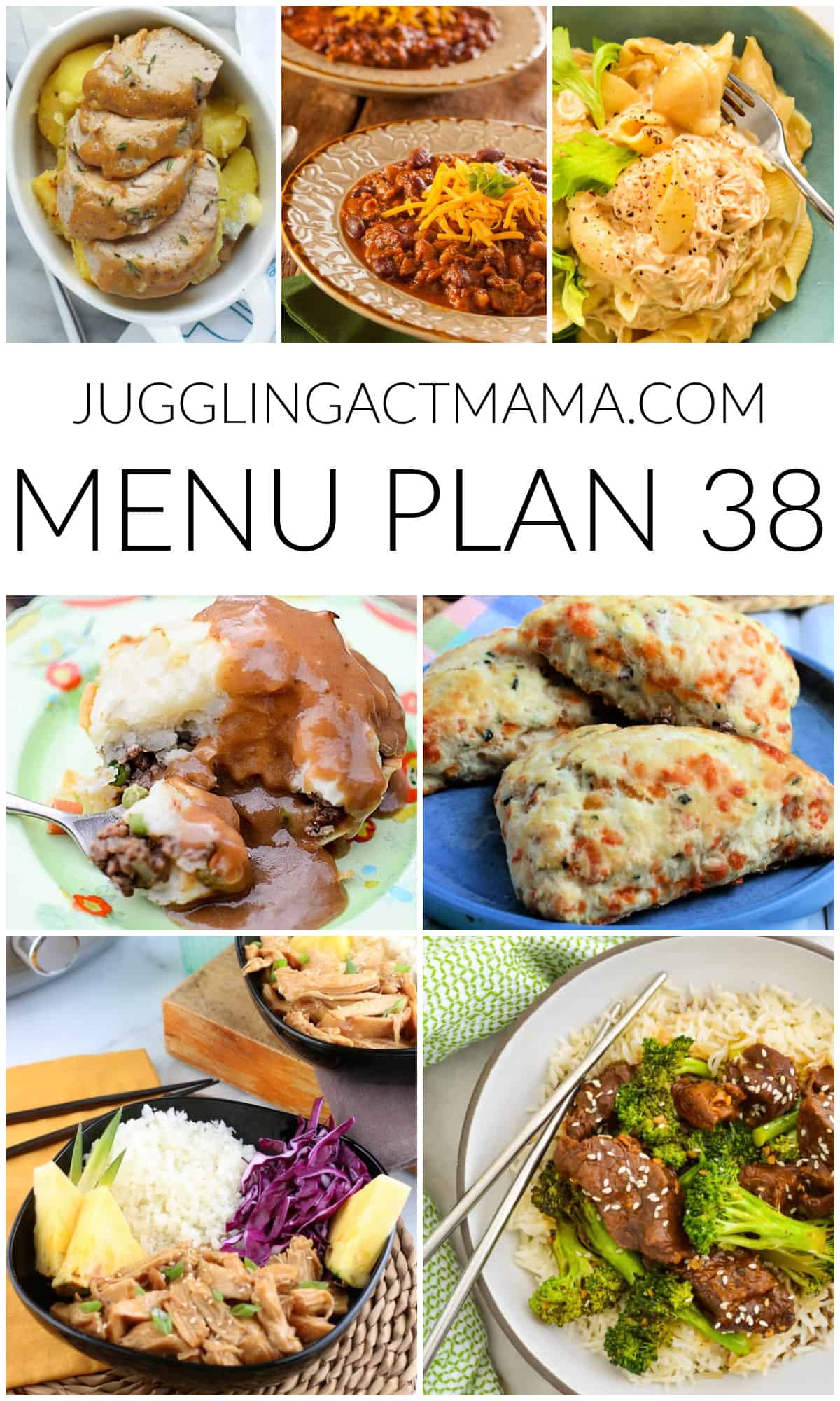 Weekly Meal Plan 38 collage image with text overlay.