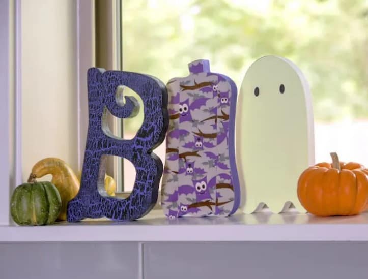 BOO Letters for Halloween in a window.
