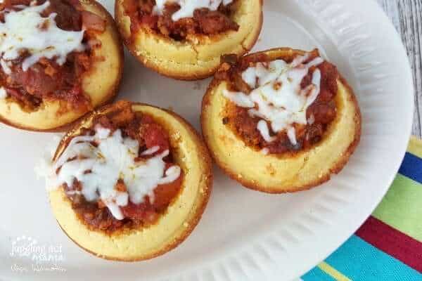 Take your favorite chili recipe or ours and this Cheddar Corn Muffin recipe and make chili cups, perfect as an appetizer or a meal and kids love them!