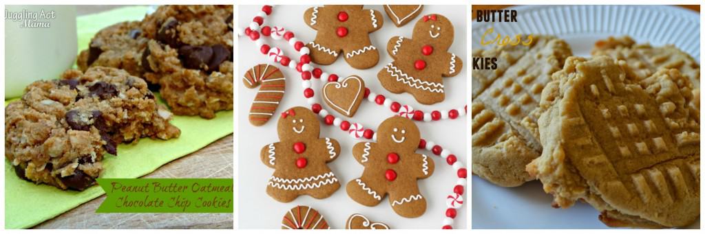 Collage of traditional Christmas cookies.