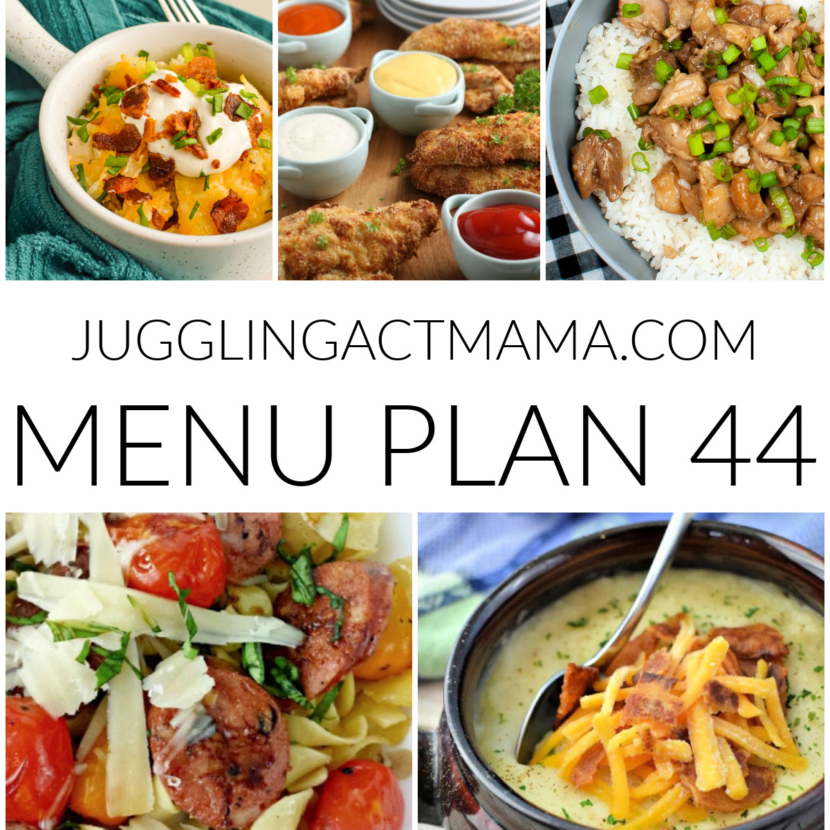 Meal Plan 44 square collage image with text overlay.