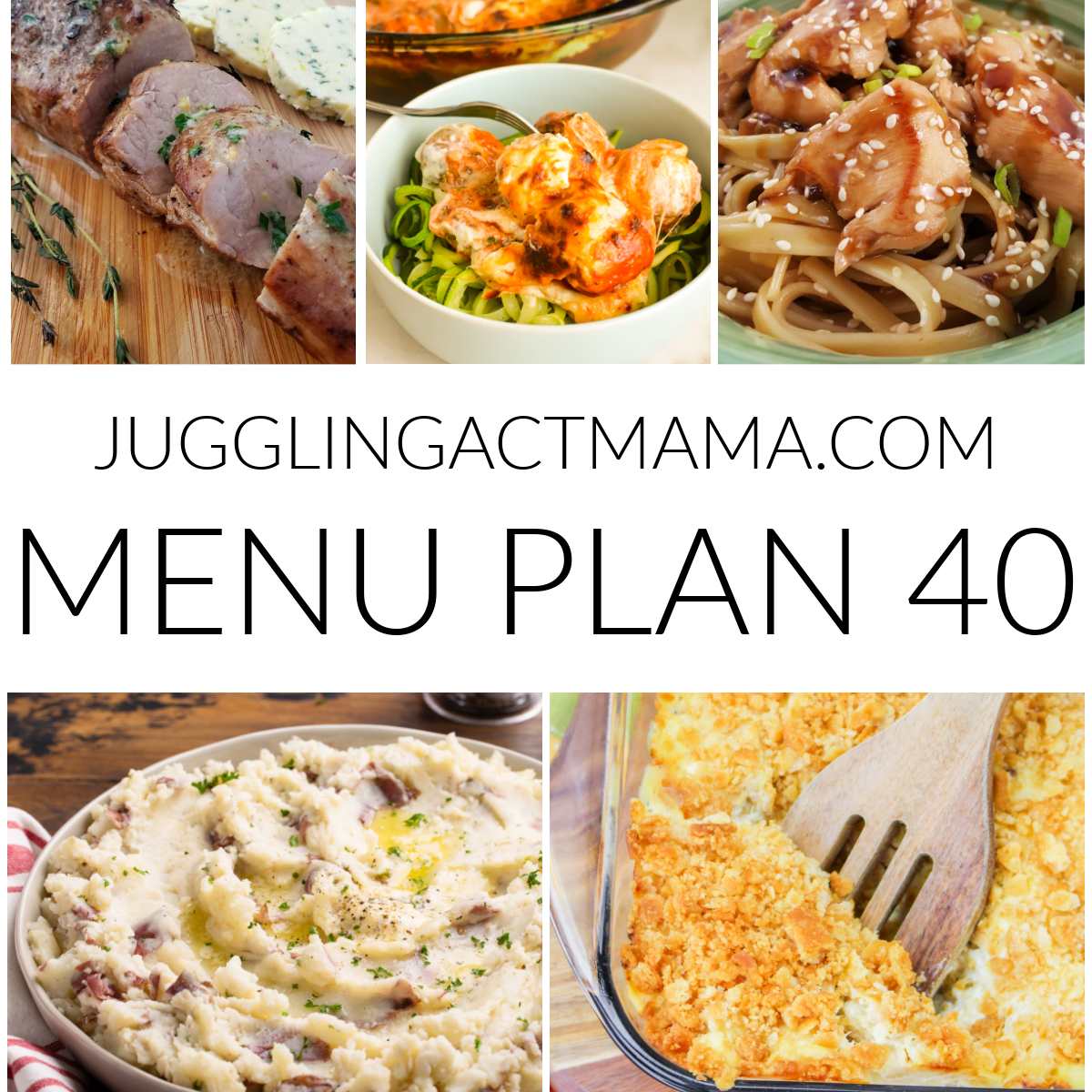 Meal Plan 40 square collage image with text overlay.