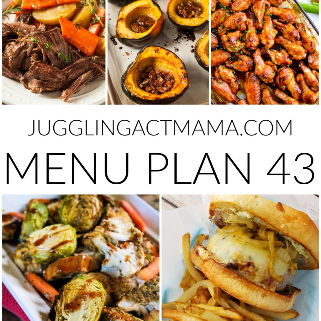 Meal Plan 43 square collage image with text overlay.