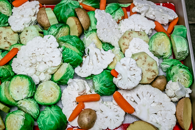 Sheet Pan Roasted Vegetables on a baking sheet.