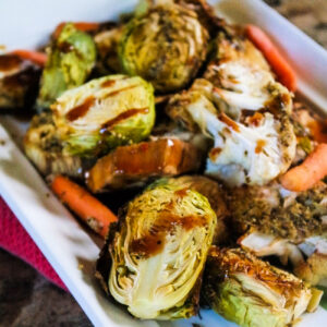 Sheet Pan Roasted Vegetables on a serving platter.