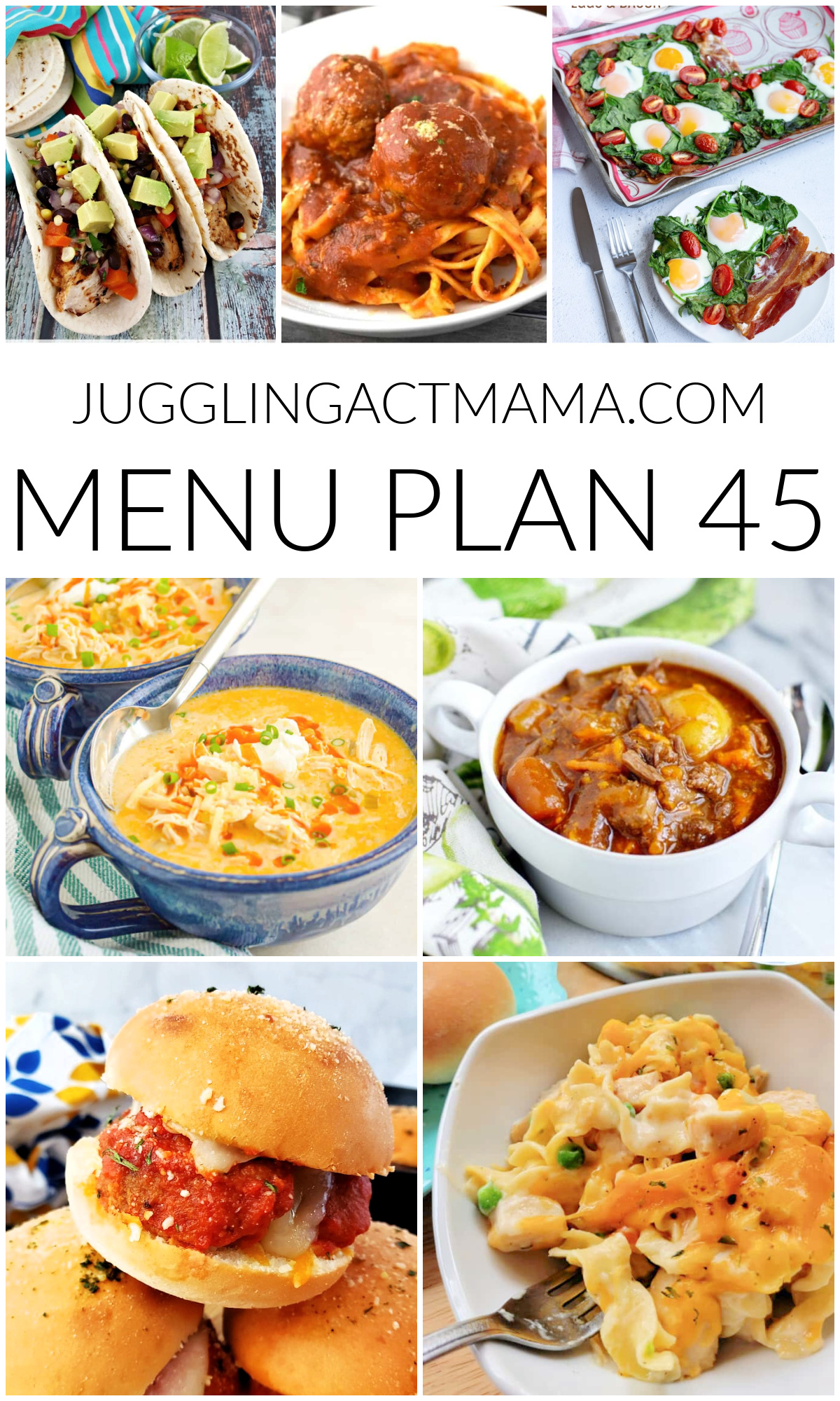 Menu Plan 45 square collage image with text overlay.