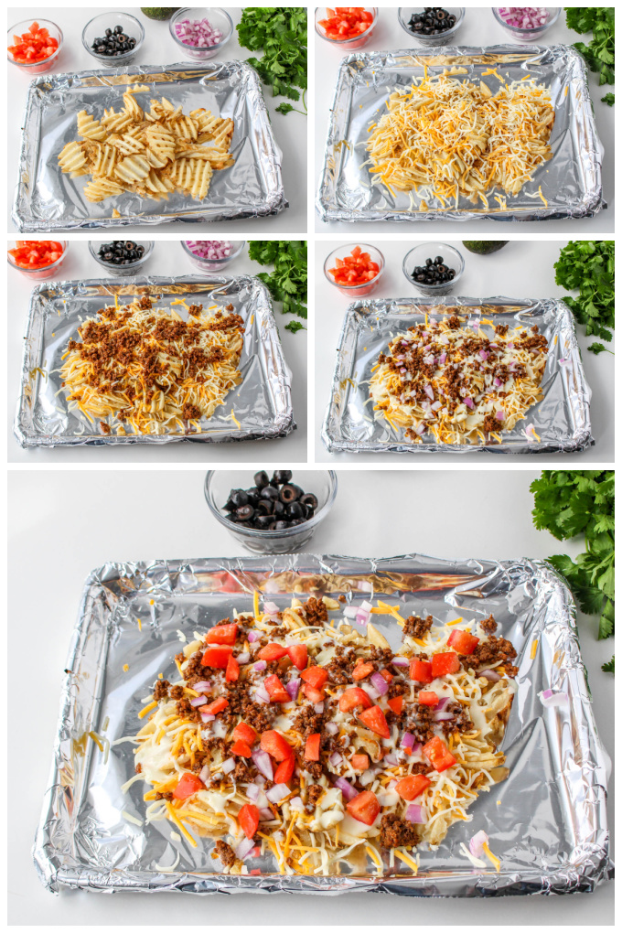 How to Make Sheet Pan Waffle Fry Nachos.