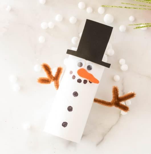 Super Easy Snowman Toilet Paper Roll Craft for Kids.