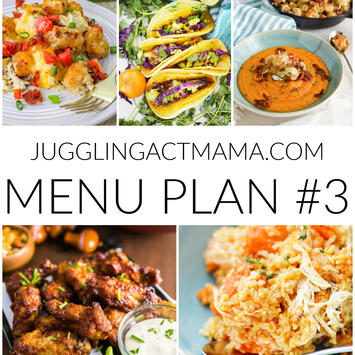 Weekly Meal Plan 3 square collage image.