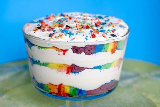 Beautiful Rainbow Cake Trifle.