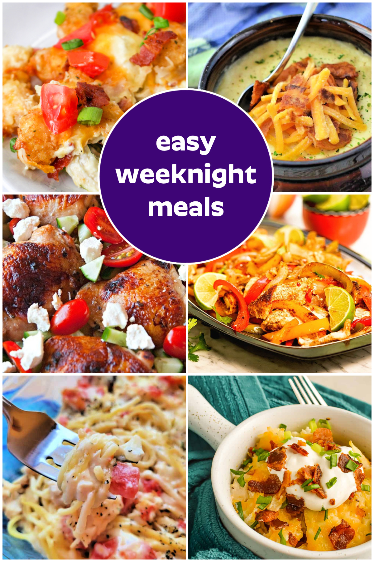 Easy Weeknight Recipes vertical collage.