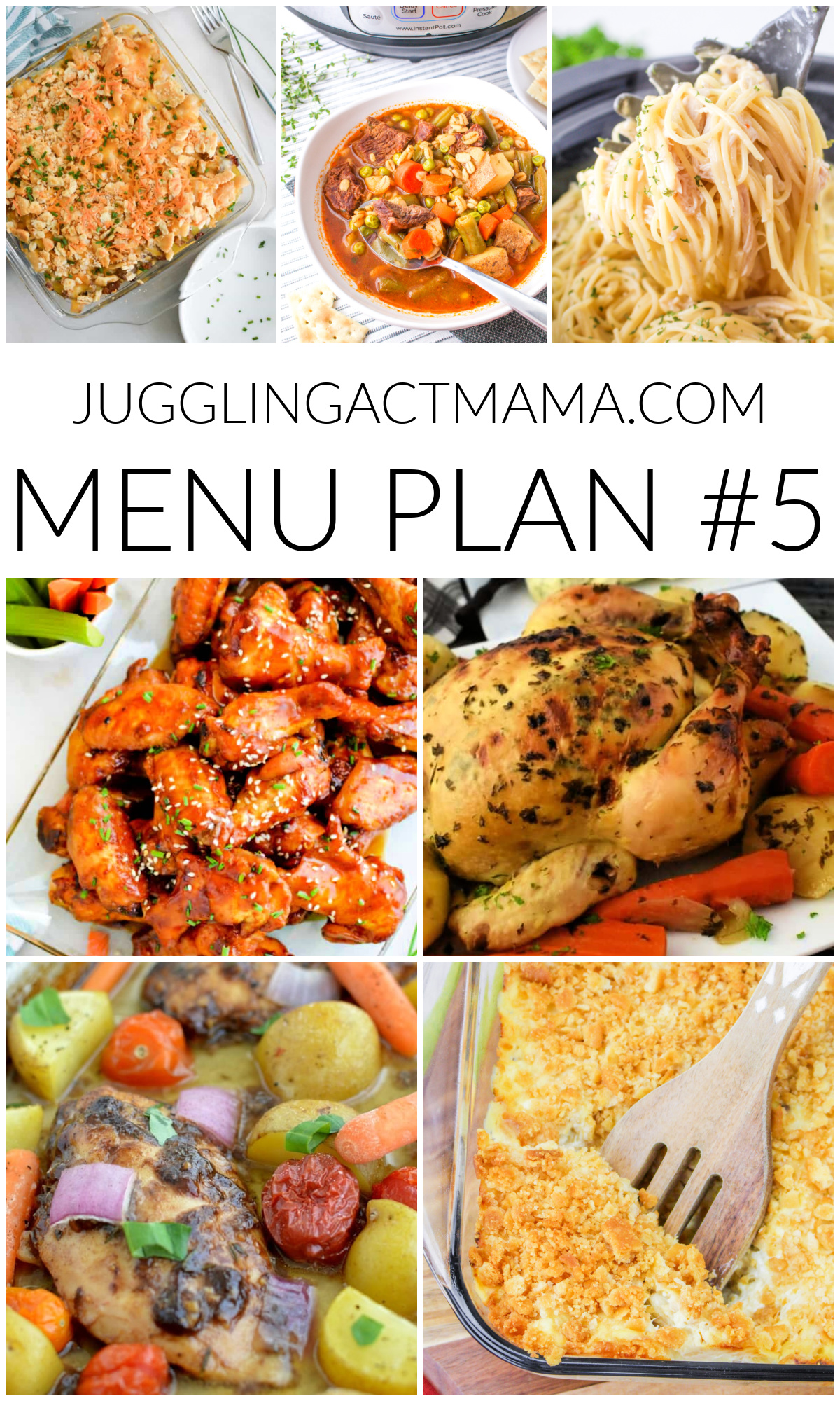 Pinterest collage image for Meal Plan 5 with text overlay.