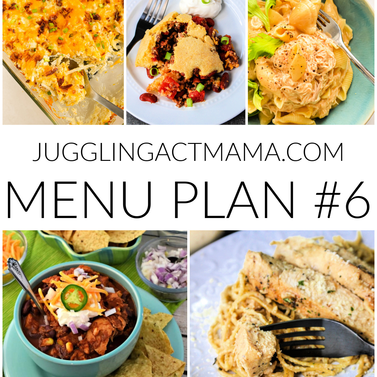 Meal Plan 6 square collage with text overlay.