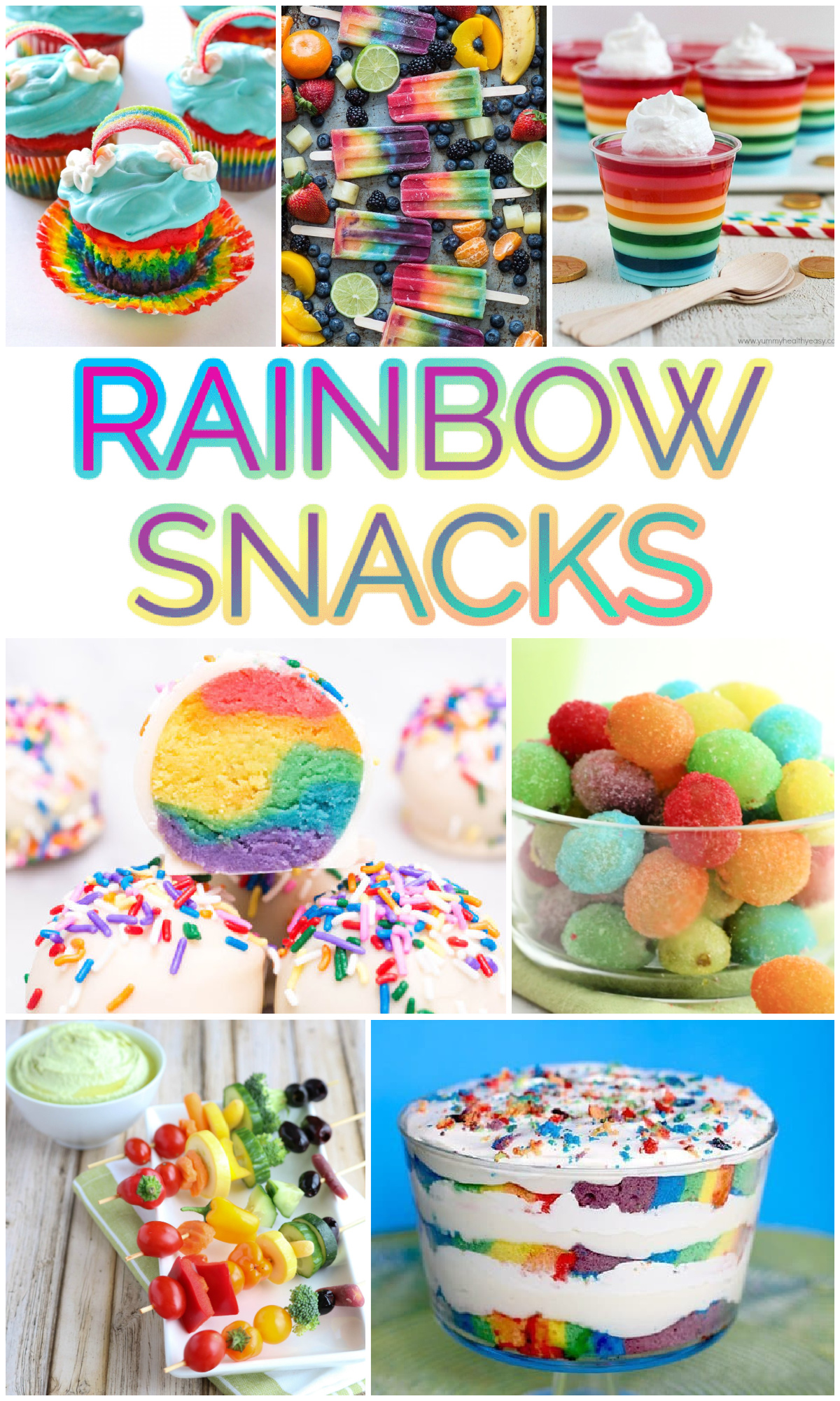 Rainbow Snacks collage with text overlay.