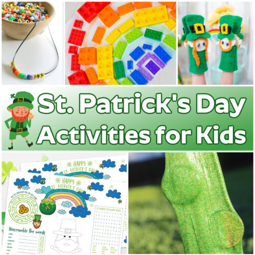 St Patricks Day Activities for Kids collage image.