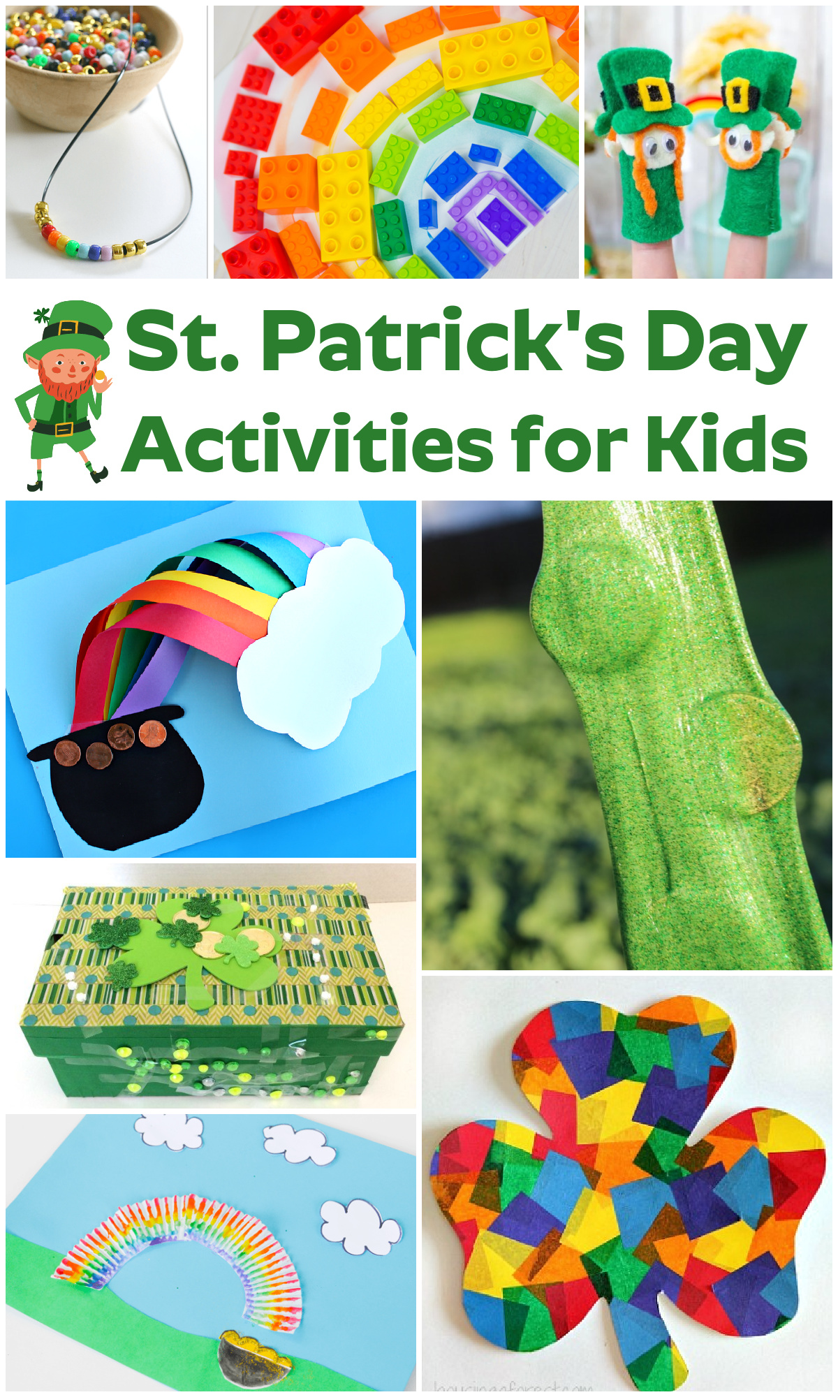 St Patricks Day Activities for Kids collage image for Pinterest.