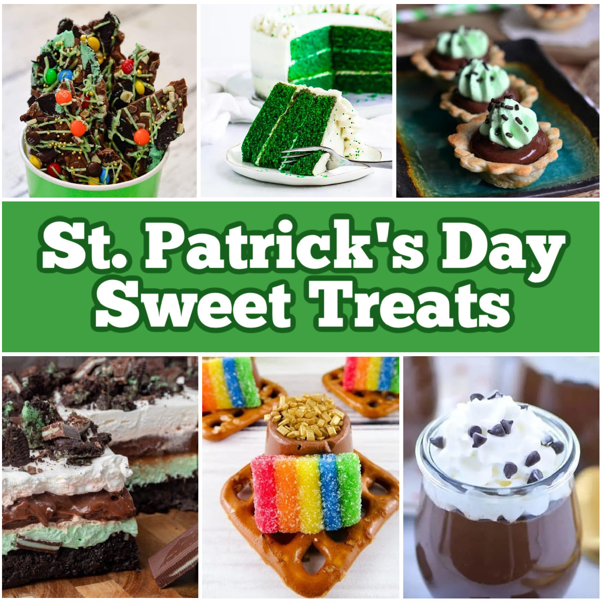 25+ St. Patrick's Day Treats square collage with text overlay.