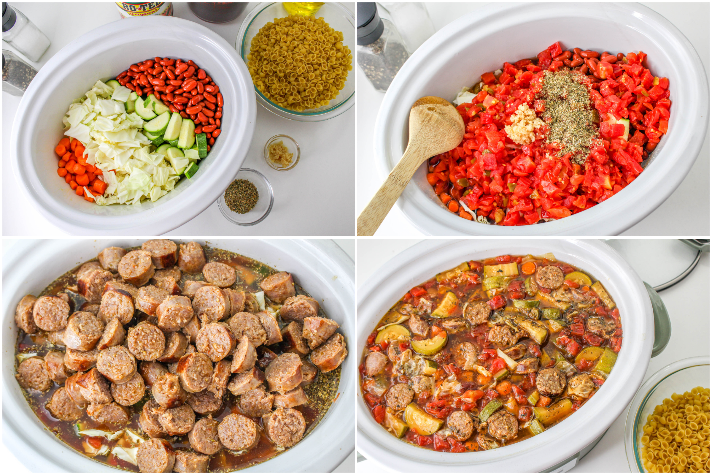 How to Make Slow Cooker Sausage Stew collage.
