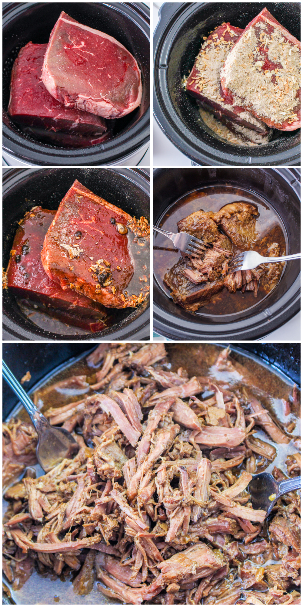 How to Make Slow Cooker Shredded Beef collage.