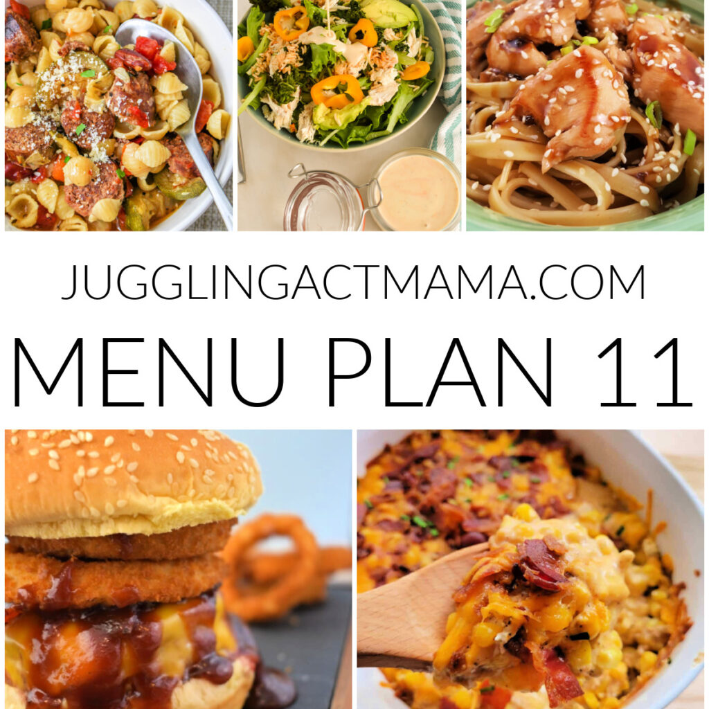 Meal Plan 11 square collage image with text overlay.