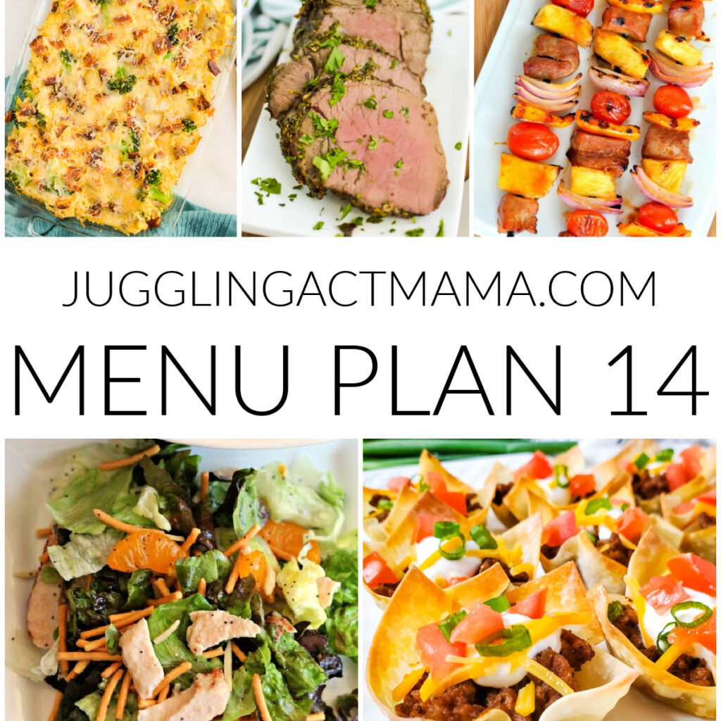 Meal Plan 14 square collage with text overlay.