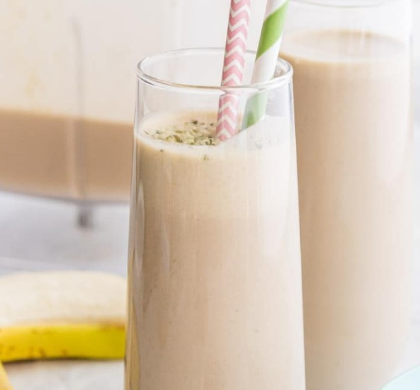 Peanut Butter Coffee Smoothie in a tall glass.