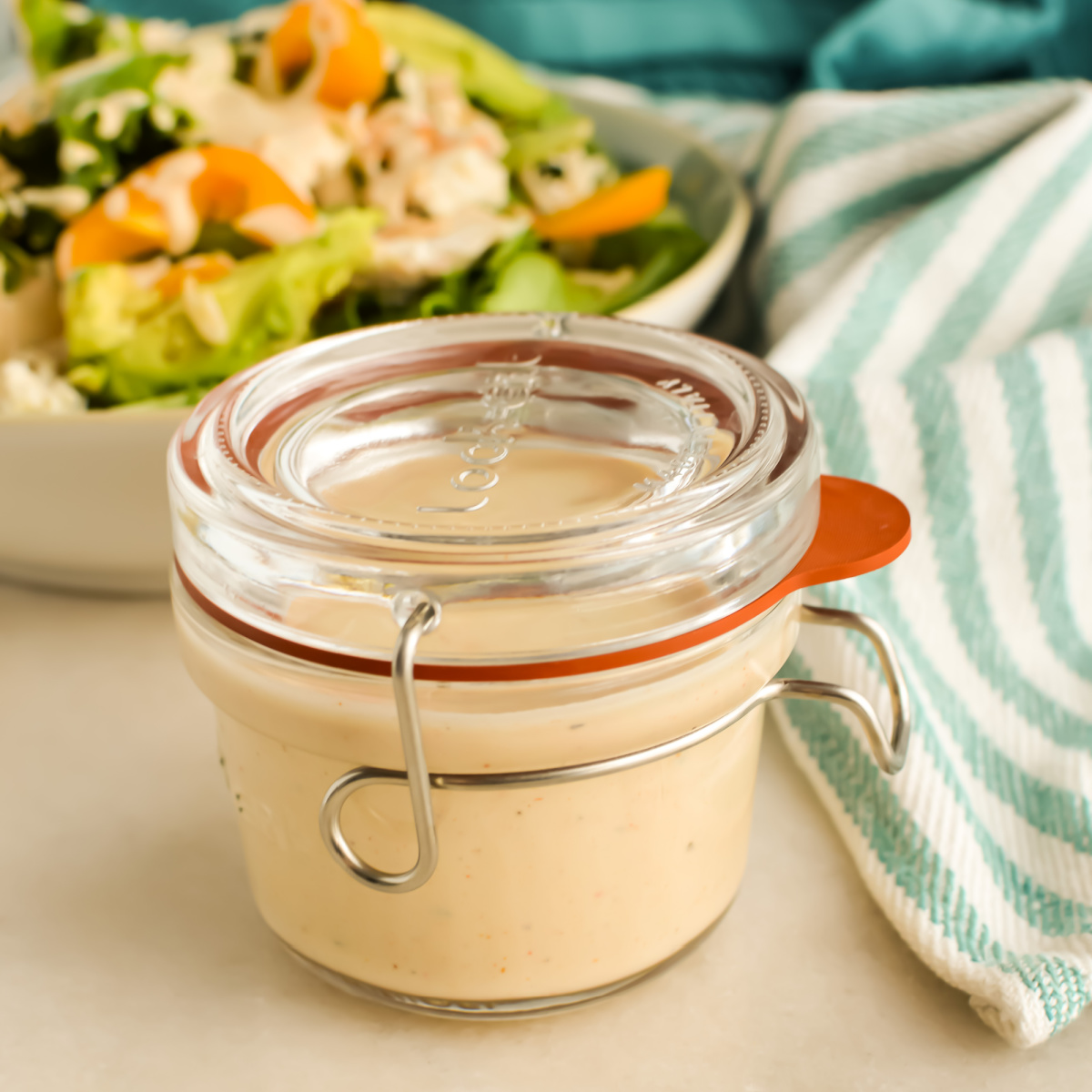 Homemade Southwest Salad Dressing in a small jar.