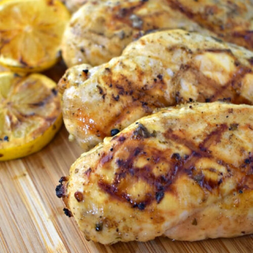 Close up of Lemon Garlic Marinated Grilled Chicken.