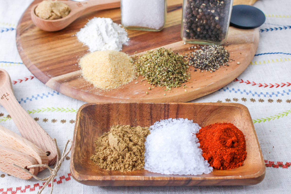 Ingredients for making Homemade Steak Seasoning.