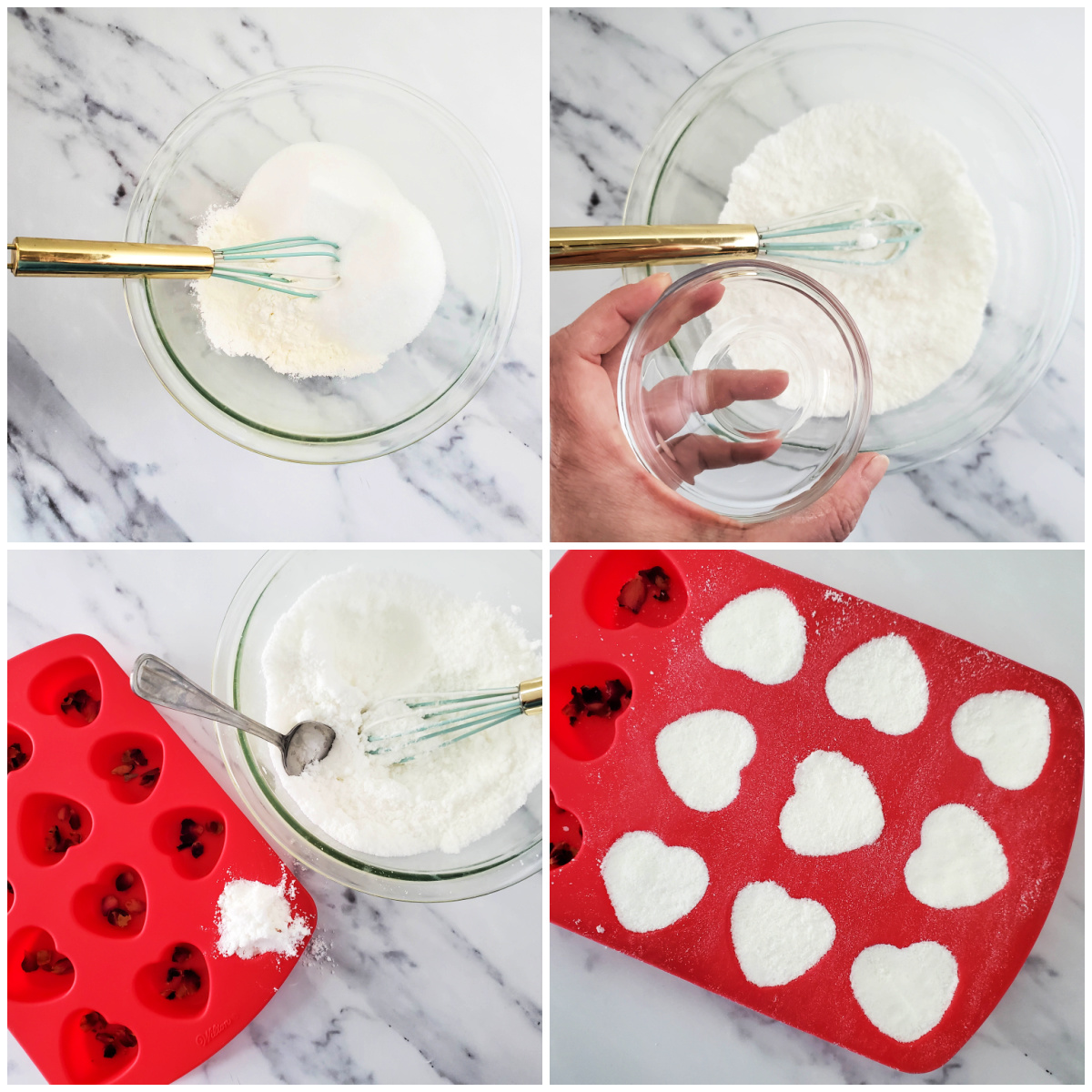 How to Make Rose Petal Bath Bombs collage image.