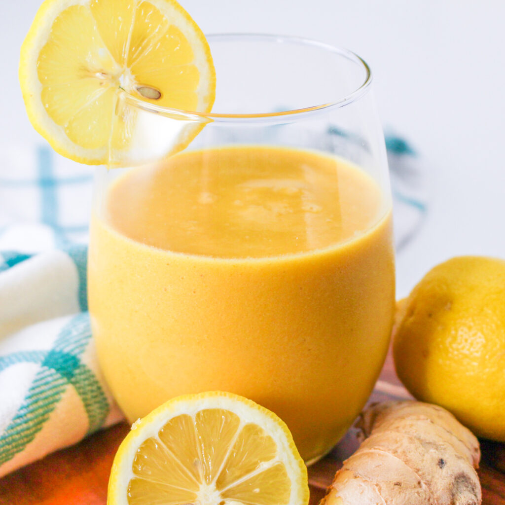How to Make Homemade Smoothies: Vegan Lemon Smoothie in a glass.