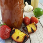 Peach BBQ Sauce with strawberries.