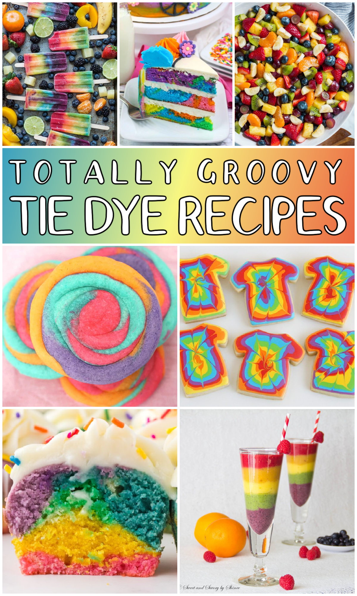 Tie Dye Party Recipes collage with text overlay.
