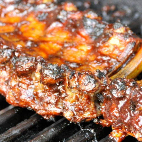 BBQ Pork Ribs on a grill.