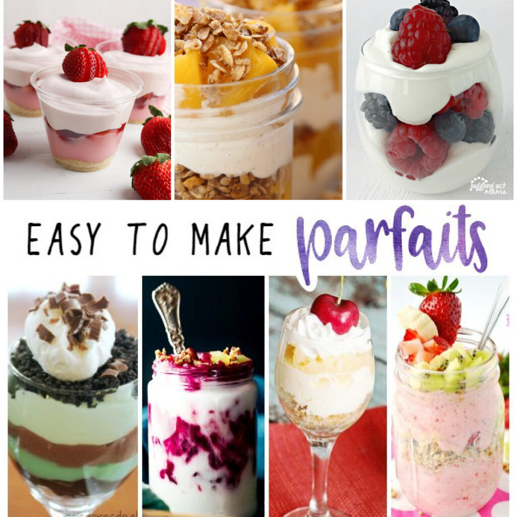 Easy to Make Parfaits square collage with text overlay.