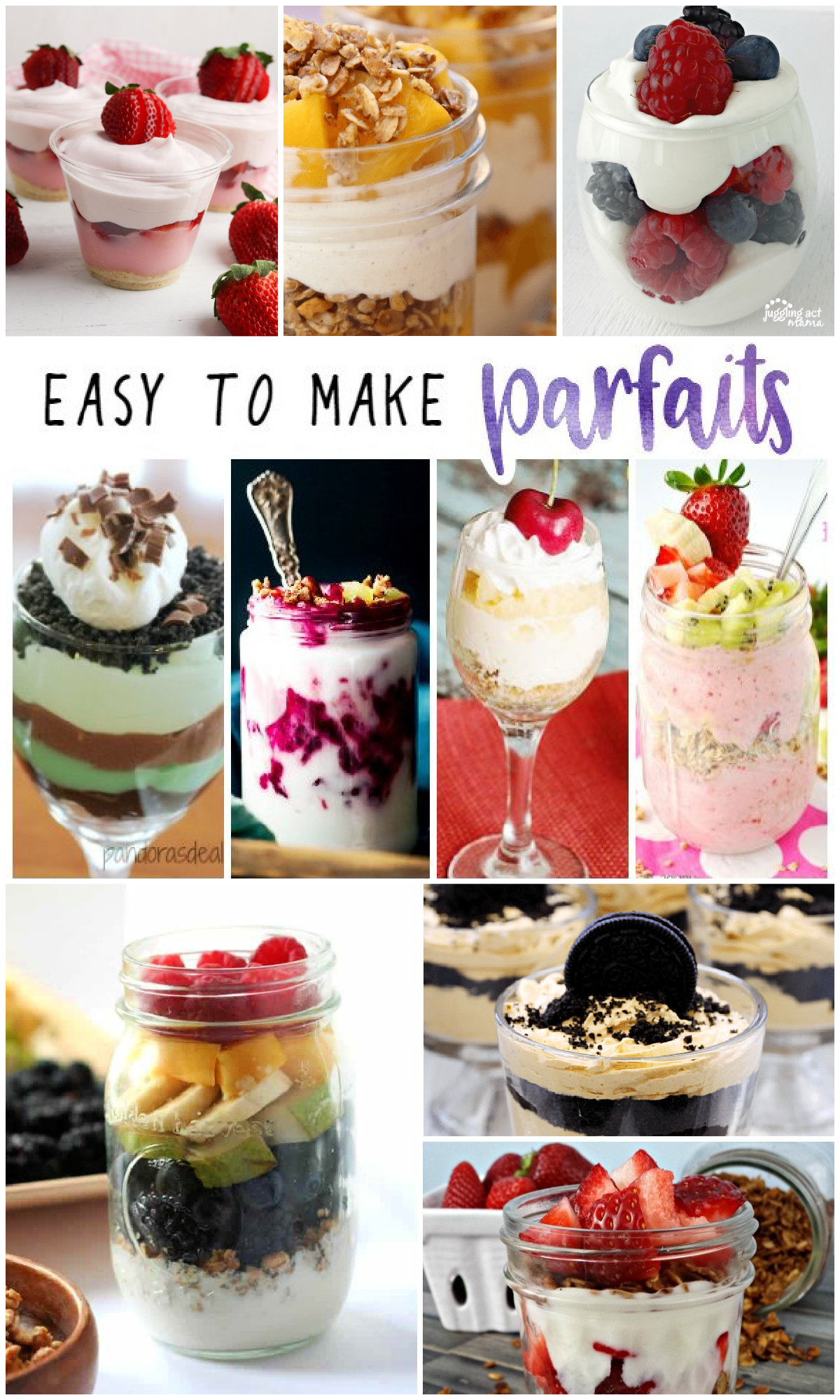 Easy to Make Parfaits collage with text overlay.
