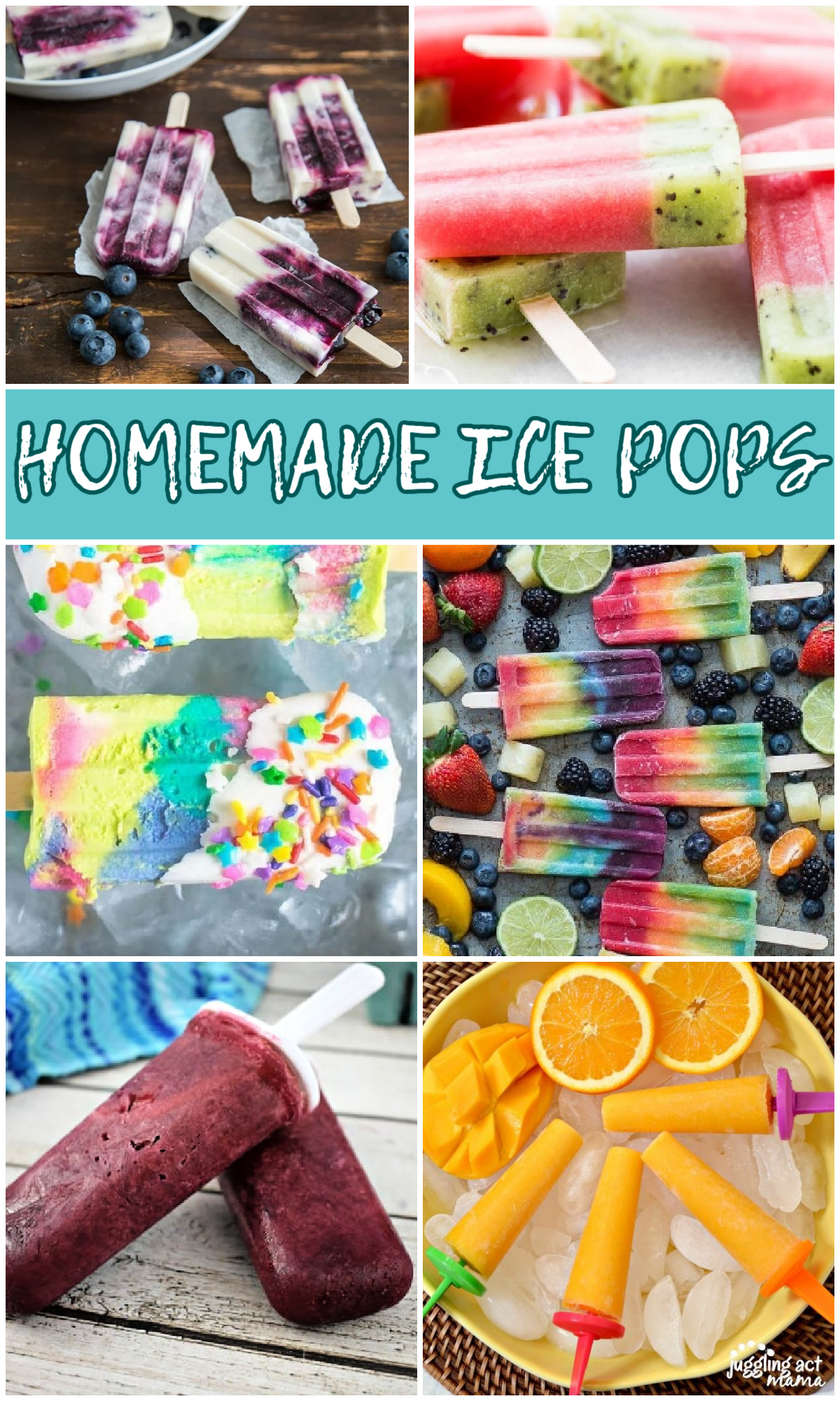 Summer Ice Pops: collage with text overlay.