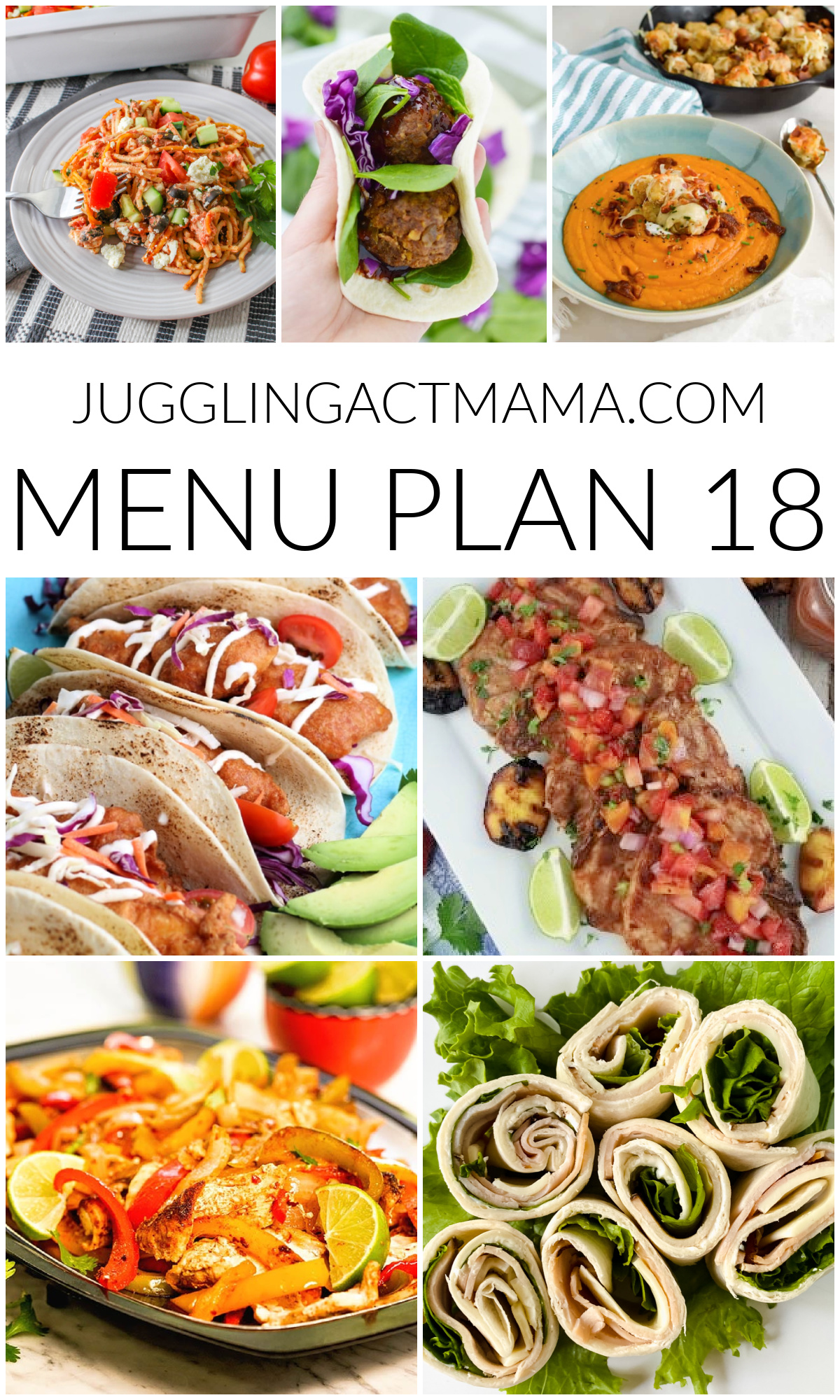 Collage with text overlay for Weekly Meal Plan 18.