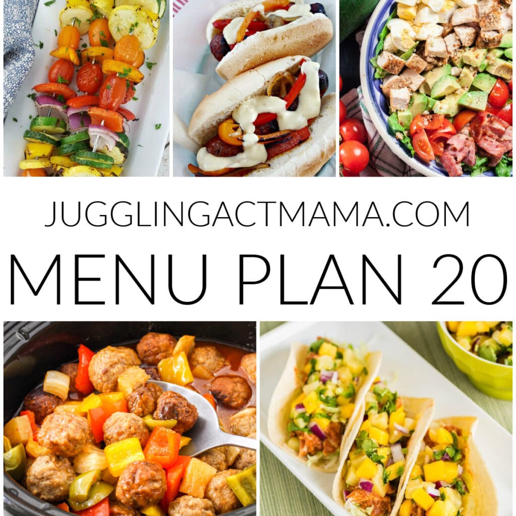 Meal Plan 20 square collage image with text overlay.