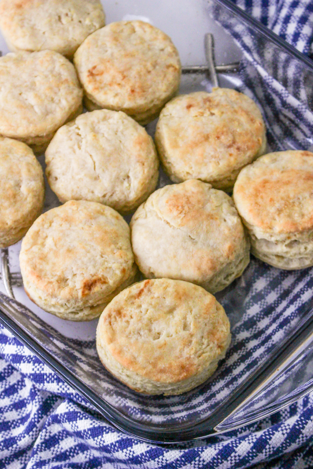 Homemade biscuits in a tray.