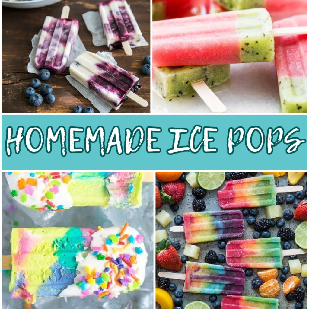 Summer Ice Pops: square collage with text overlay.