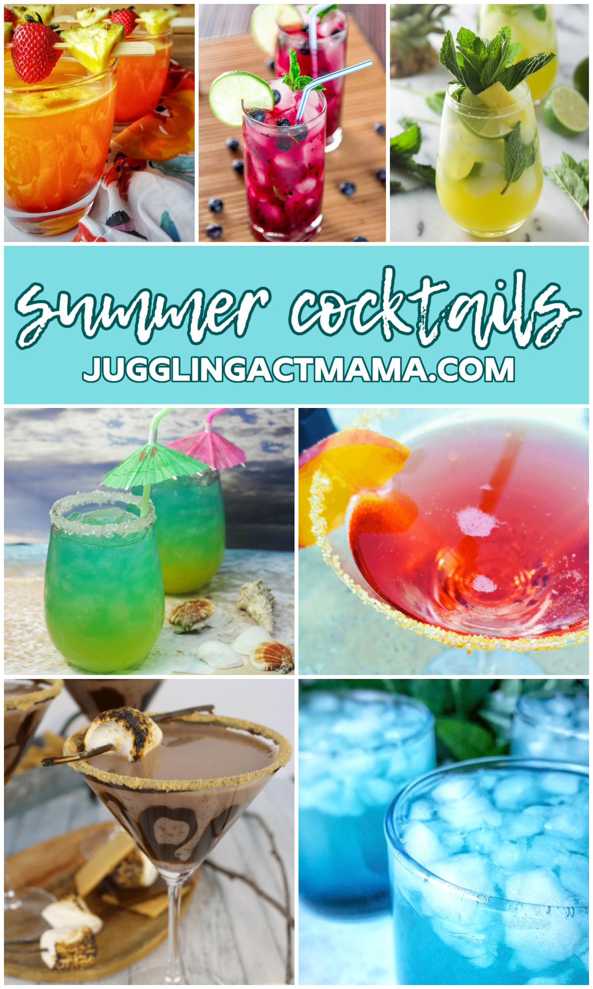 Summertime Cocktails collage with text overlay.